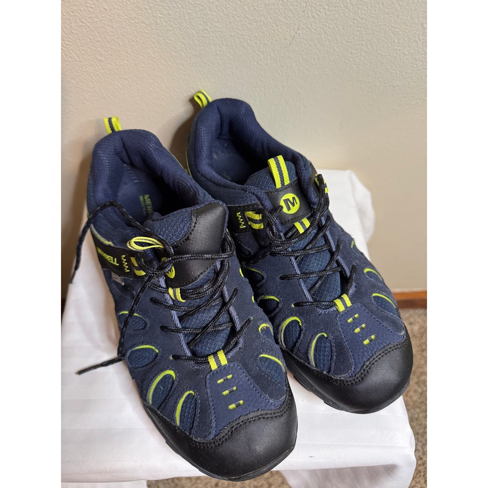 Merrell Chameleon Low Lace Boys Navy Lime Green Hiking Shoes Size 6W